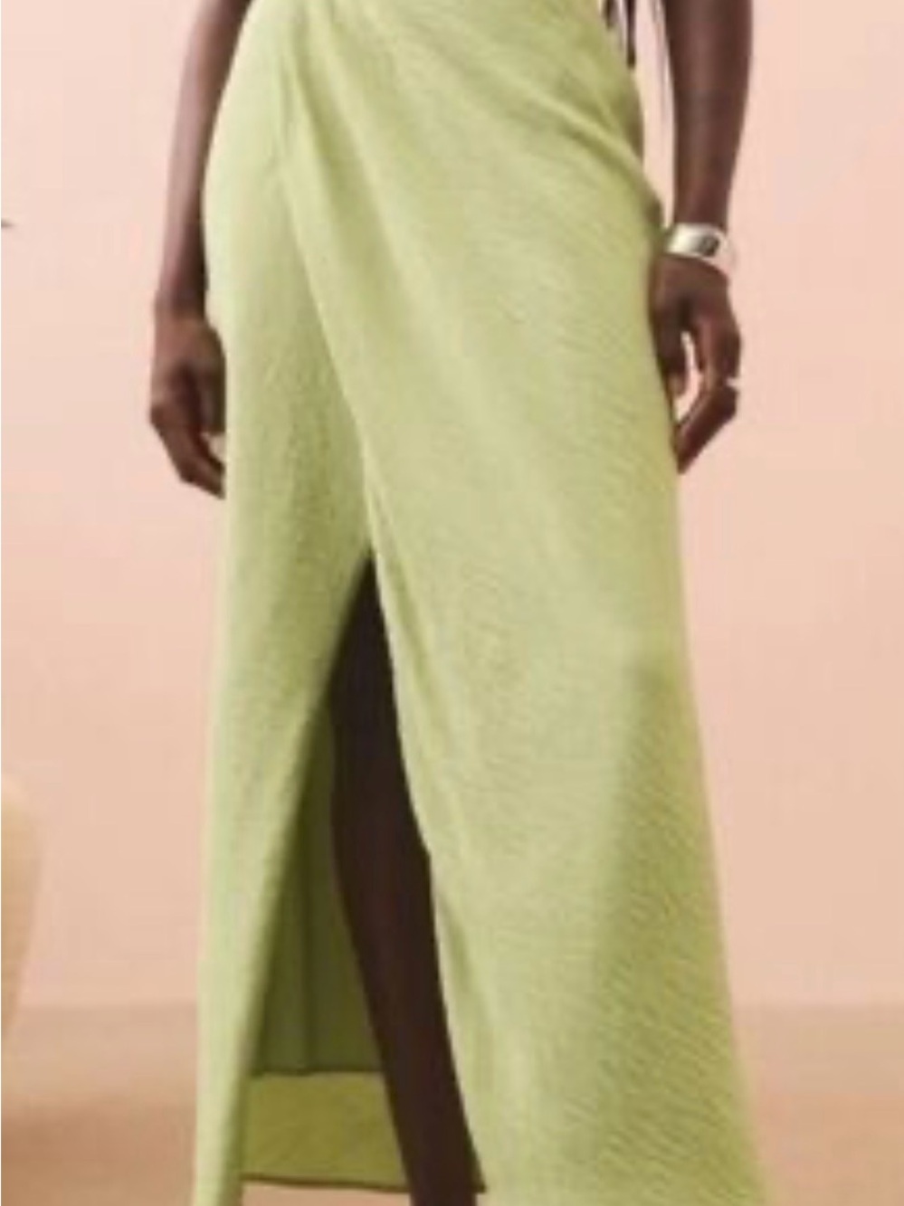 Abercrombie & Fitch Light Green Maxi Skirt with Front Slit